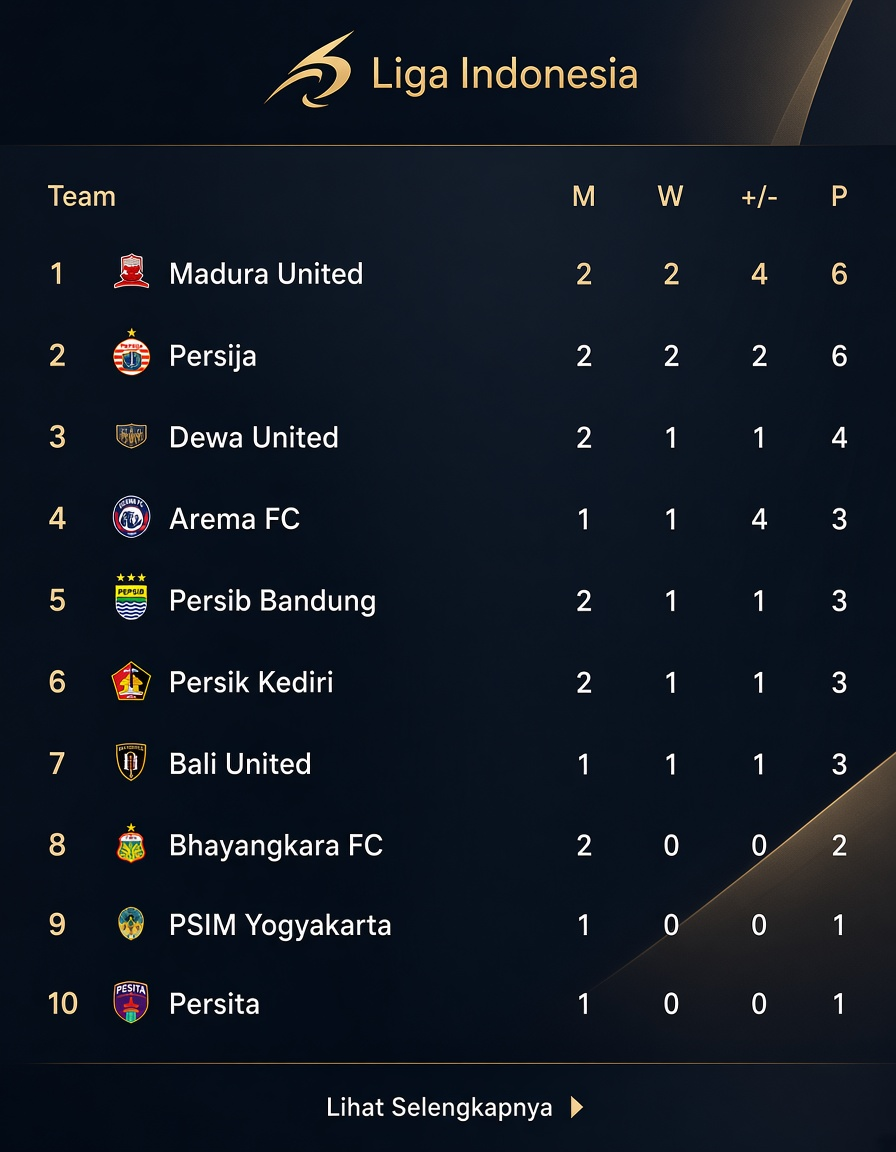 Klasemen BRI Super League